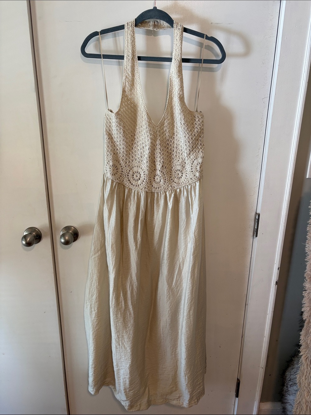 LOFT Cream Crochet Maxi Dress